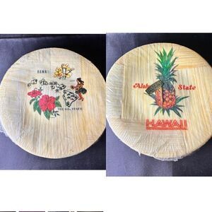 8 Vintage Hawaii Tiki Bar Bamboo Pineapple and 50th state Coasters NIP